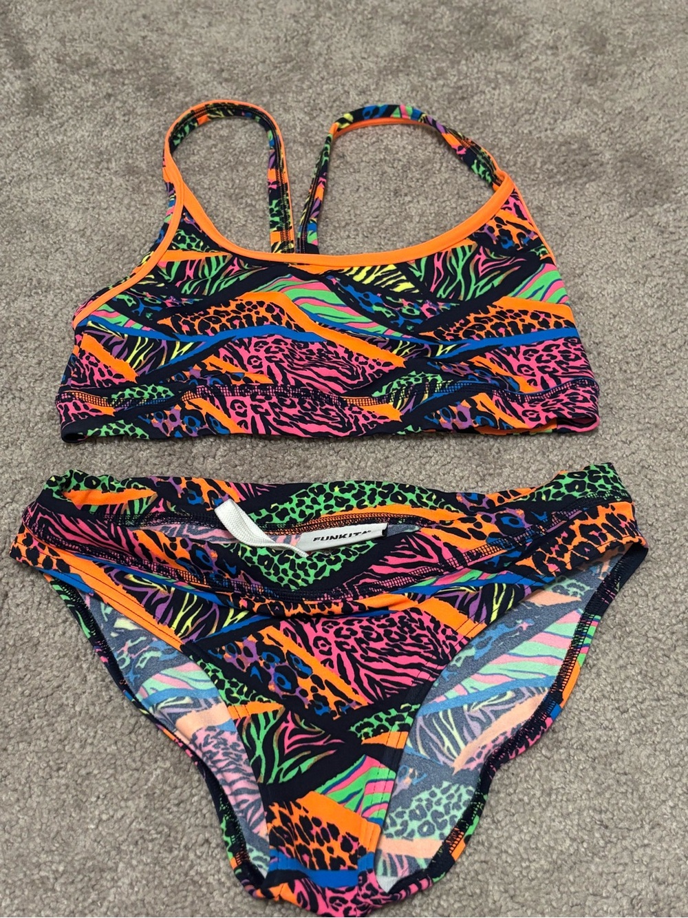 Women’s Neon Animal-Print Bikini Set - Multicolor